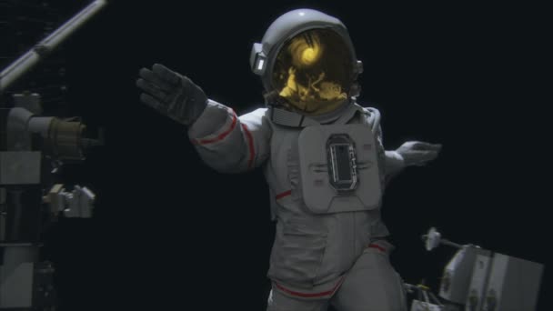 Filmový Záběr Astronauta Pracujícího Iss Realistická Animace — Stock video