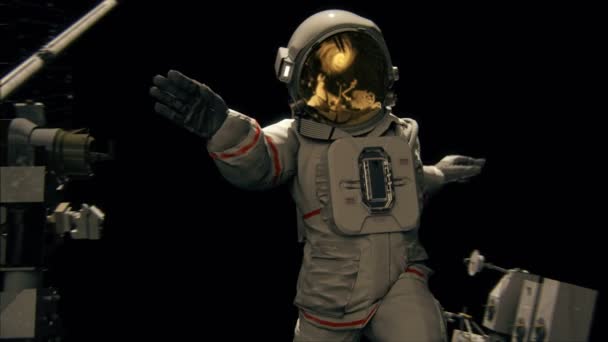 Filmaufnahme Eines Astronauten Der Auf Der Iss Arbeitet Realistische Animation — Stockvideo