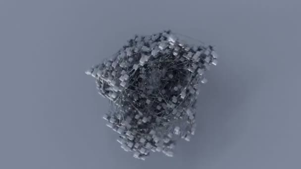 液体のように振舞うワイヤとキューブのメッシュ 4Kアニメーション — ストック動画