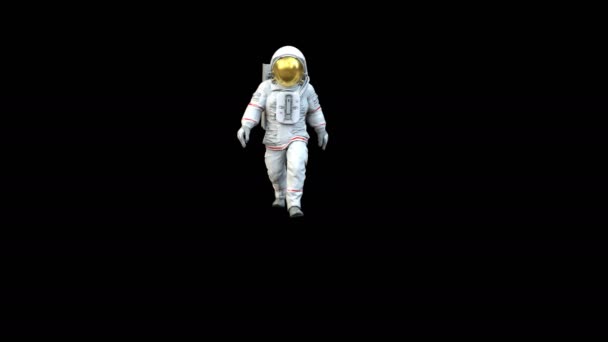 카메라쪽으로 걸어오는 우주비행사의 현실적 애니메이션 — 비디오