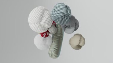 Serbest yüzen yastıkların birbiriyle çarpışması tatmin edici bir animasyon. 4K CGI animasyonu