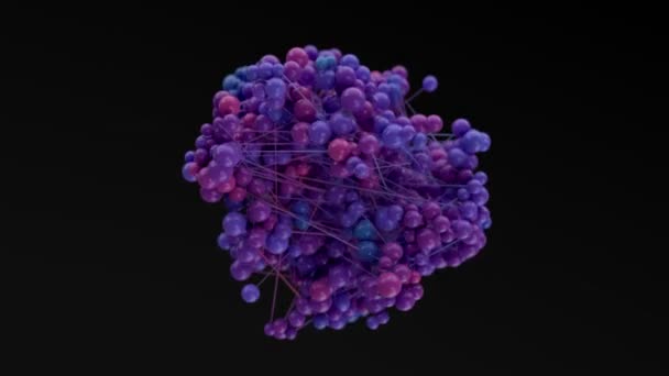 Neuronales Teilchennetz Aus Kugeln Einem Blauen Und Rosa Farbverlauf Abstrakte — Stockvideo