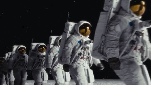 Astronauts Walking Lunar Surface Abstract Pop Art Cgi Some Elements — Stock Video