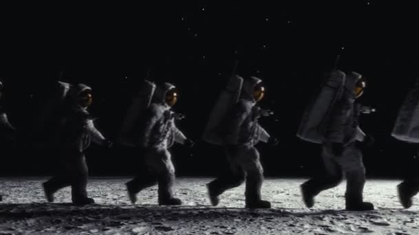 Astronauci Chodzący Powierzchni Księżyca Streszczenie Pop Art Cgi Niektóre Elementy — Wideo stockowe