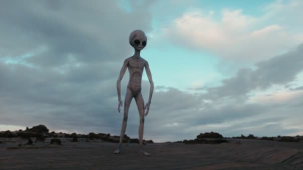 Alien Surveys Earth Landing Ufo Uap Concept Cgi Animation — Stok Video