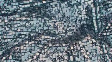 Sert geometrik yüzeyi olan eşsiz bir kumaş simülasyonu. 4K CGI animasyonu.