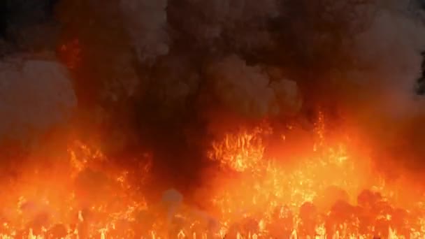 Μεγάλης Κλίμακας Κινούμενο Σχέδιο Φωτιάς Φλόγες Γεμίζουν Την Οθόνη Cgi — Αρχείο Βίντεο