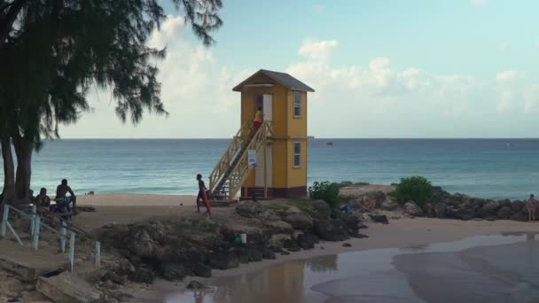 Estabelecendo Tiro Miami Beach Aka Enterprise Beach Barbados Filmagem Captura — Vídeo de Stock