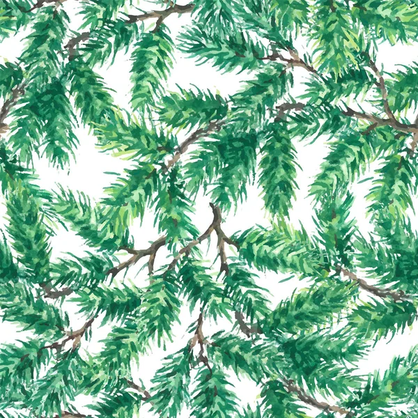 Seamless Pattern Fir Branches Christmas New Year Background Vector Illustration — Stock Vector