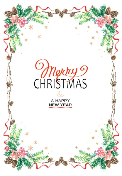 Cartel Navidad Ilustración Ilustración Vectorial Fondo Navideño Con Ramas Árbol — Vector de stock