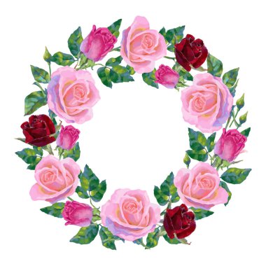 Save the Date wedding invitation card of multicolored roses flowers wreath frame. Vector floral ornate design for marriage greeting of red blooming flowers bouquet for wedding save date or engagement