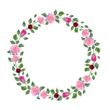 Save the Date wedding invitation card of red roses flowers wreath frame. Vector floral ornate design for marriage greeting of red blooming flowers for wedding save date or engagement