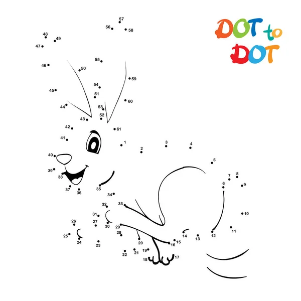 Verbinden Sie Die Punkte Und Zeichnen Cute Cartoon Rabbit Lernspiel — Stockvektor