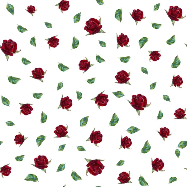 Blumenmuster Mit Rosa Rosen Vektor Nahtloses Muster Mit Oder Acrylmalrosen — Stockvektor