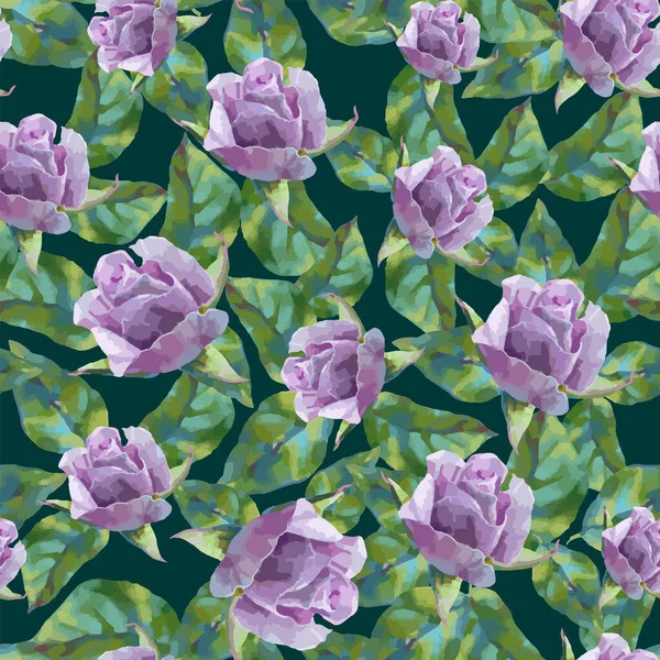 Florales Muster Mit Violetten Und Grünen Blättern Vektor Nahtlose Muster — Stockvektor
