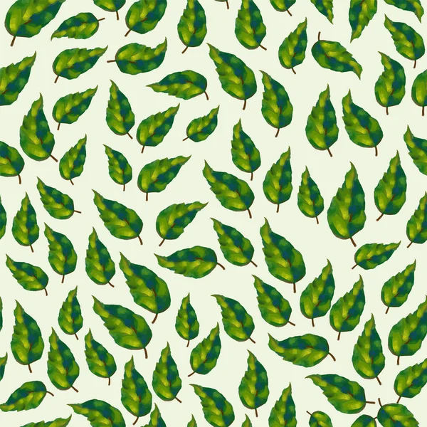 Floral Pattern Green Leaves Light Green Background Vector Seamless Pattern — Stock Vector