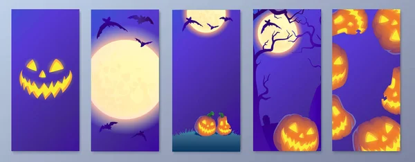 Feliz Modelo Histórias Halloween Para Telefone Cartão Visita Com História — Vetor de Stock