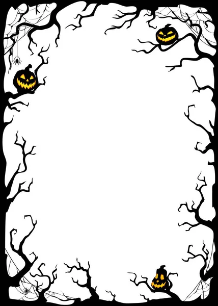 Halloween Avond Achtergrond Met Takken Jack Lanterns Witte Achtergrond Vector — Stockvector