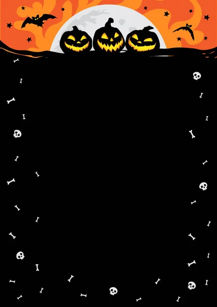 Нічний Фон Хелловін Кажанами Джеком Лантерсом Векторний Плакат Місцем Вашого — стоковий вектор
