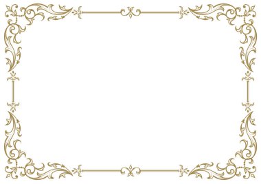 Kaligrafik çerçeve ve sayfa dekorasyonu. Vektör illüstrasyon. Dekoratif yatay eleman, kenarlık ve çerçeve vektörü.