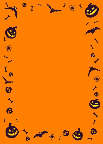 Halloweenský Noční Rám Netopýry Jackem Lucernami Vektorový Plakát Ilustrace — Stockový vektor
