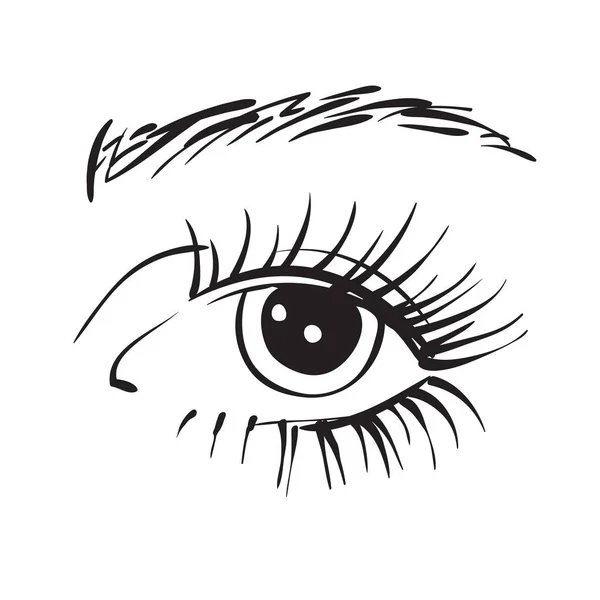 Beautiful Woman Eye Vector Illustration Ink Drawing — Stock Vector