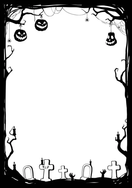 Halloween Sfondo Notte Con Rami Jack Lanterne Sfondo Bianco Illustrazione — Vettoriale Stock