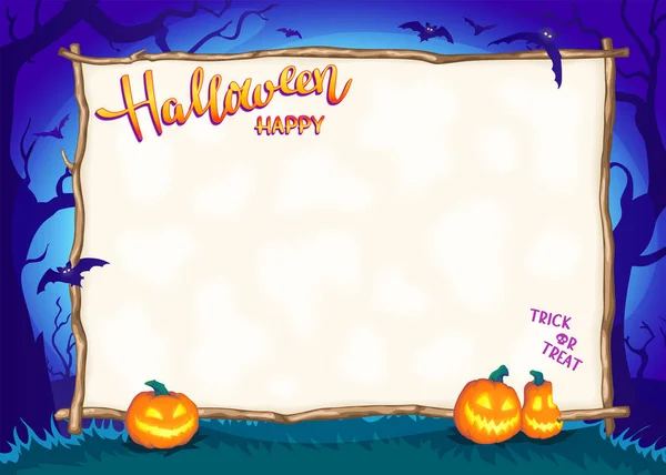 Halloween Nacht Hintergrund Mit Fledermäusen Und Jack Laternen Vektor Plakatillustration — Stockvektor
