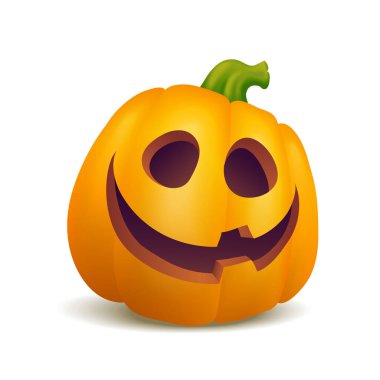 Gerçek bir Cadılar Bayramı balkabağı. Beyaz arka planda izole edilmiş mutlu yüz. Beyaz arkaplanda resim