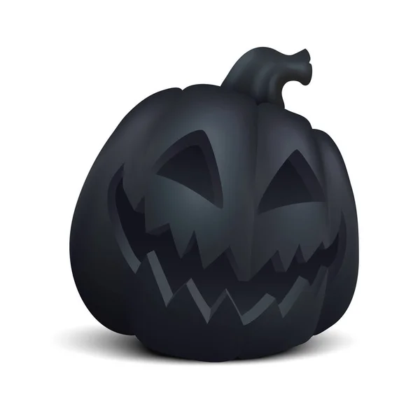 Black Vector Realistic Empty Pumpkin Isolated White Background Modern Halloween — Archivo Imágenes Vectoriales