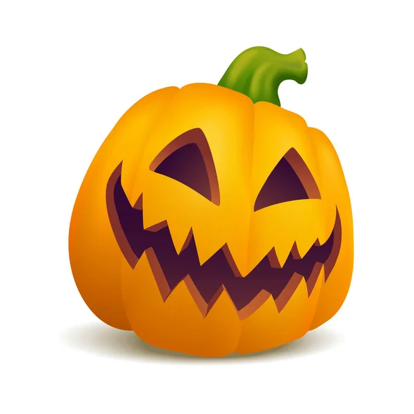 Realistyczny Wektor Halloween Dynia Szczęśliwa Twarz Odizolowana Białym Tle Ilustracja — Wektor stockowy