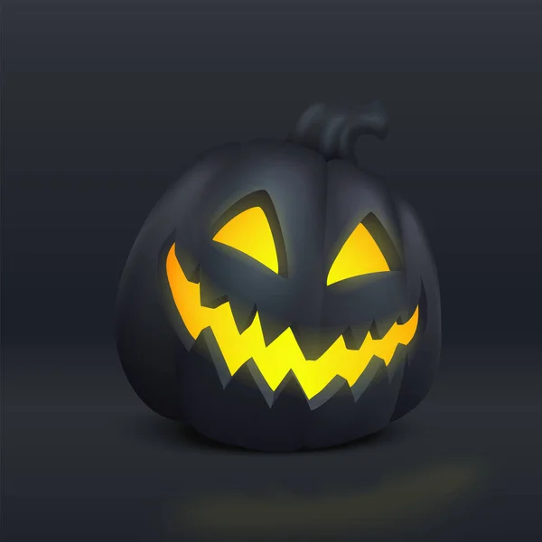 Czarny Wektor Realistyczny Pusty Dynia Czarnym Tle Nowoczesny Symbol Halloween — Wektor stockowy
