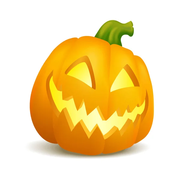 Abóbora Halloween Vector Realista Rosto Feliz Isolado Fundo Branco Ilustração —  Vetores de Stock