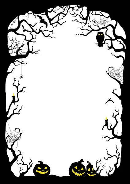 Halloween Nacht Hintergrund Mit Zweigen Und Jack Laternen Auf Weißem — Stockvektor