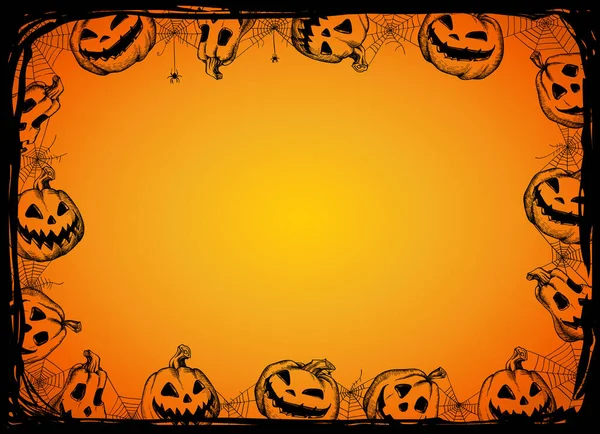 Moldura Halloween Ilustração Vetorial Fundo Halloween Com Jack Lanternas Web —  Vetores de Stock