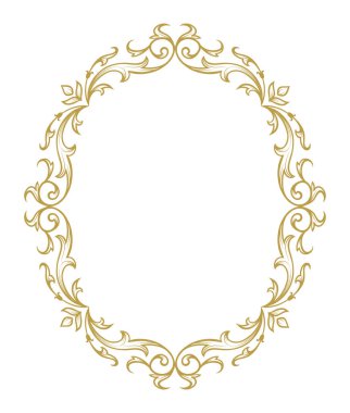 Klasik tarzda çiçek oval çerçeve. Düğün davetiyeleri ve doğum günü kartları için hoş bir kaligrafi çerçevesi.