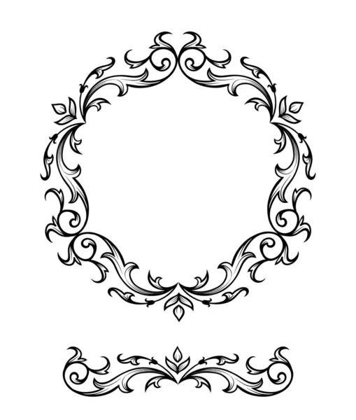 Cadre Cercle Floral Dans Style Classique Cadre Calligraphique Rétro Mignon — Image vectorielle
