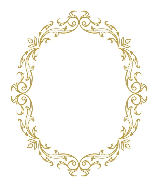 Floral Oval Frame Classic Style Cute Retro Calligraphic Frame Wedding — Stock Vector