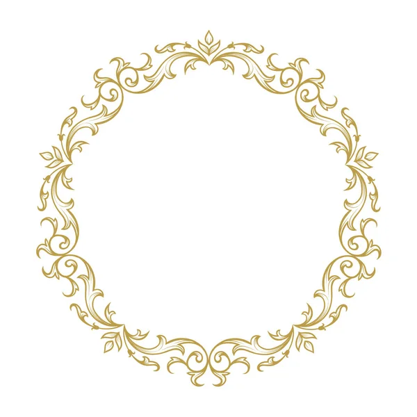 Floral Circle Frame Classic Style Cute Retro Calligraphic Frame Wedding — Stock Vector