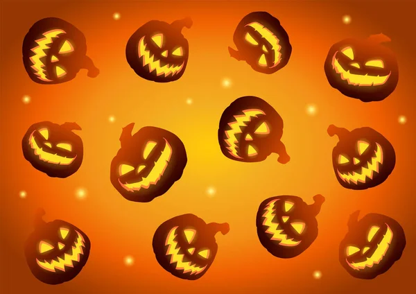 Patrón Calabazas Jack Linterna Halloween Con Luces Ilustración Diseño Fondo — Vector de stock