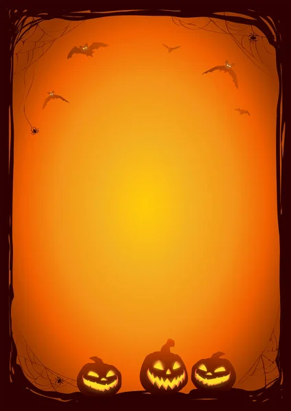 Halloween Avond Achtergrond Met Vleermuizen Jack Lanterns Vector Poster Illustratie — Stockvector