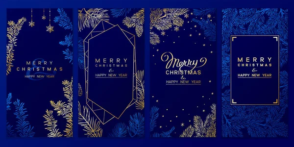 Christmas Poster Set Vector Illustration Christmas Background Branches Christmas Tree Vector Graphics