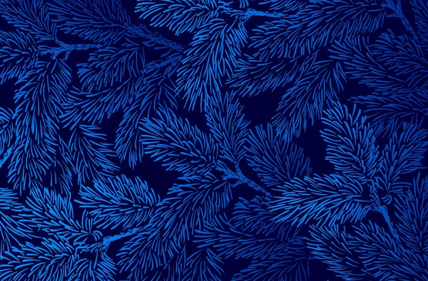 Fond Hiver Avec Des Branches Pin Sur Fond Bleu Foncé — Image vectorielle