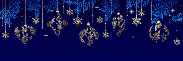 Vacances Hiver Fond Noël Avec Des Branches Des Flocons Neige — Image vectorielle