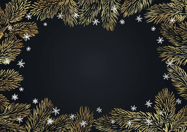 Cartel Navidad Ilustración Marco Horizontal Vectorial Fondo Navideño Con Ramas — Archivo Imágenes Vectoriales
