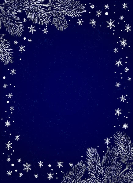 Cartel Navidad Ilustración Marco Vertical Vectorial Fondo Navideño Con Ramas — Archivo Imágenes Vectoriales
