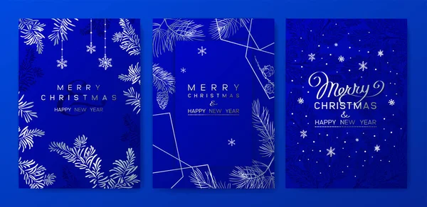 Vánoční Plakát Vektorová Ilustrace Vánoční Pozadí Větvemi Vánočního Stromku Stříbrných Stock Ilustrace