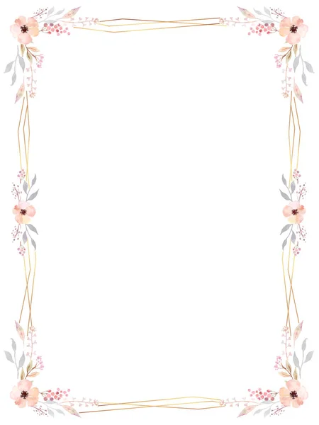 Floral Πλαίσιο Από Χαριτωμένα Λουλούδια Ρετρό Ακουαρέλα Ιδανικό Για Προσκλήσεις — Διανυσματικό Αρχείο