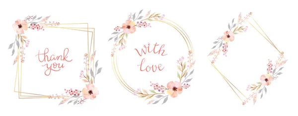 Floral Frame Collection 귀여운 역대기 결혼식 초대장과 카드에 모양을 — 스톡 벡터