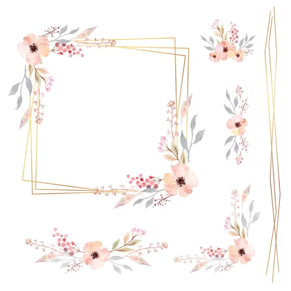 Floral Frame Collection Set Cute Retro Flowers Arranged Shape Wreath Royalty Free Stock Vectors